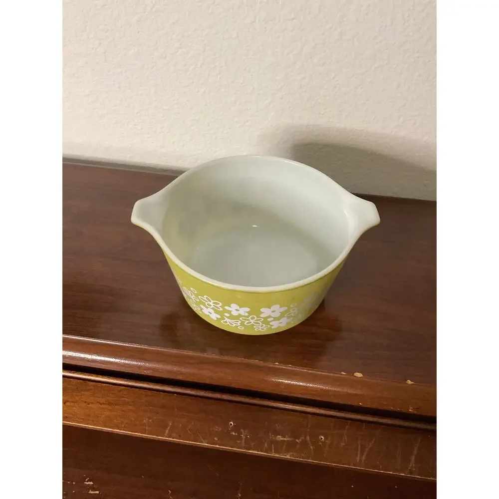 Vintage spring blossom crazy daisy Pyrex 1qt 473 casserole DISHWASHER DAMAGED